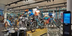 Inside view of the Bründl Sports Bike World. Directly located at the Planai Bike Park.<br/>