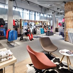 seatin area at the front, winter textile fabrics in the background <br/>
