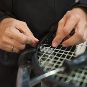 Upholstering a tennis racket