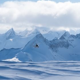 Helicopter in a beautiful snowy landscape.<br/>