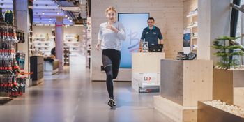 A Person who is running in the store