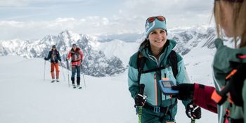 on a ski tour with the new ortovox lvs diract voice