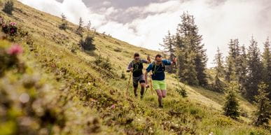 Christian Cantonati und Christoph Kohlberger beim Trail Running auf der Schmittenhöhe ausgestattet von Dynafit