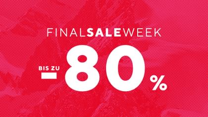 Red promotional graphic featuring the text “Final Sale Week” and the highlighted message “Save up to 80%.”