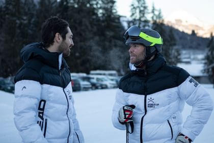 The former ski racer and HEAD brand ambassador Hans Grugger in conversation with another person