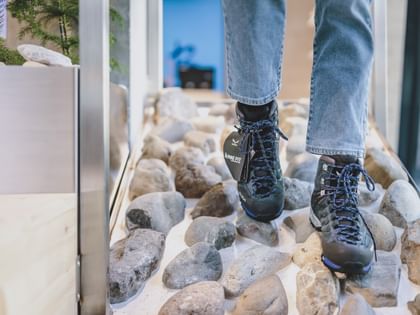 Hiking shoes going down the test trail