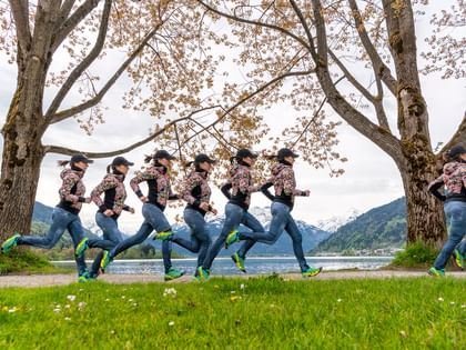 Manuela Macedonia running at lake Zell 