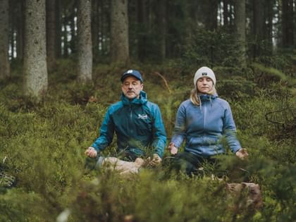 Meditating in the woods