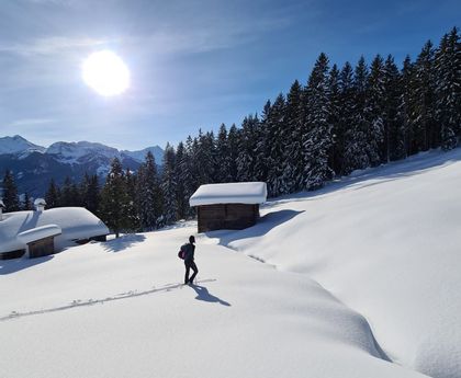 Doris in winter wonderland while skitouring to the peak of Plattenkogel