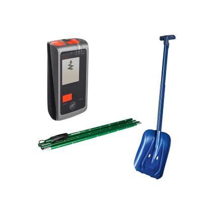 Mammut Barryvox avalanche rescue package, consisting of a probe, shovel and an avalanche transceiver